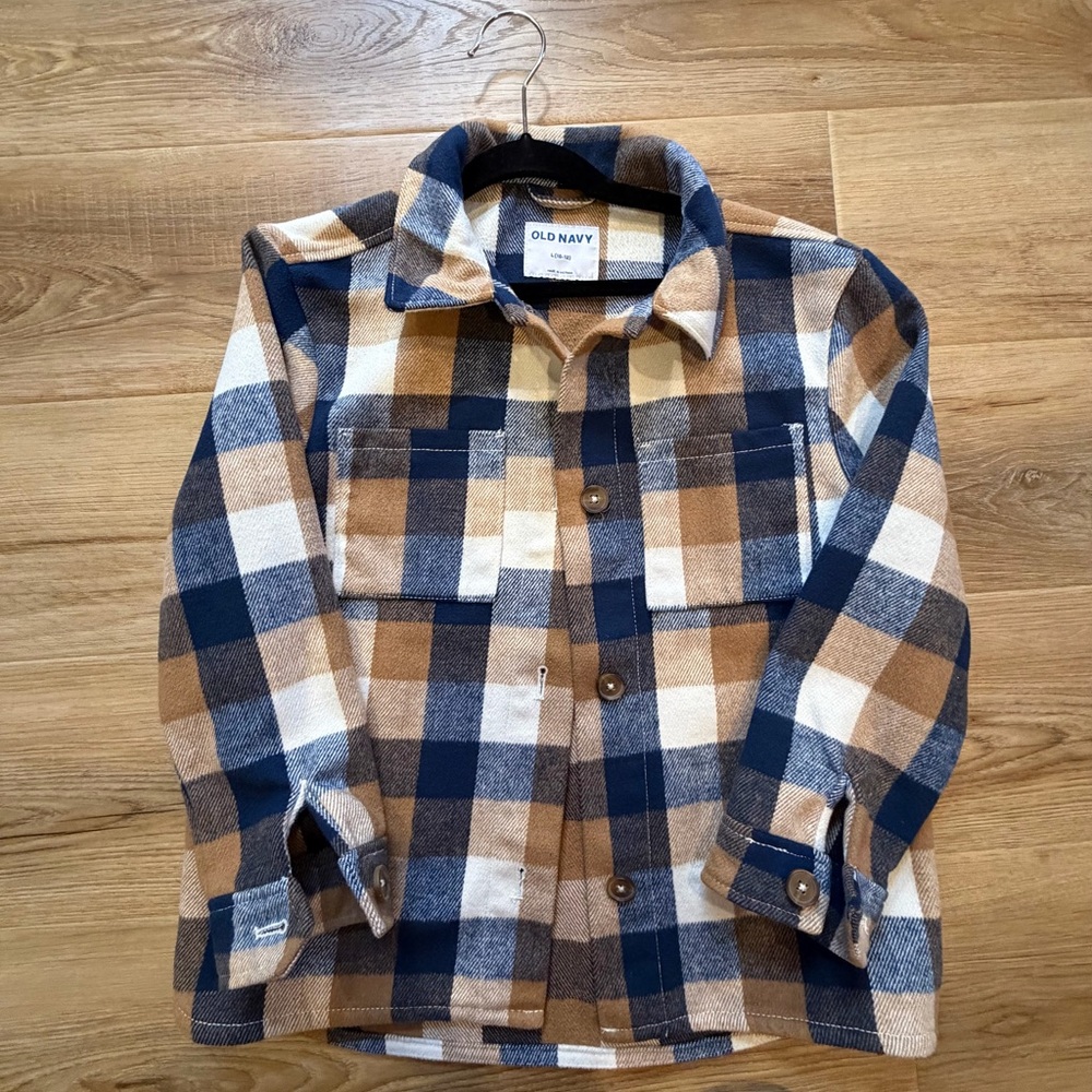 Old Navy Kids Plaid Shirt L 10-12 - Blue and Brown